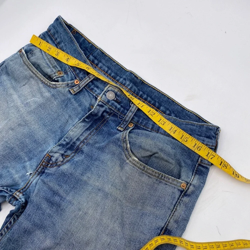 Levi's 511 Slim Fit Jeans Mens 34x32 Light Wash Blue Distressed Denim Casual SEO